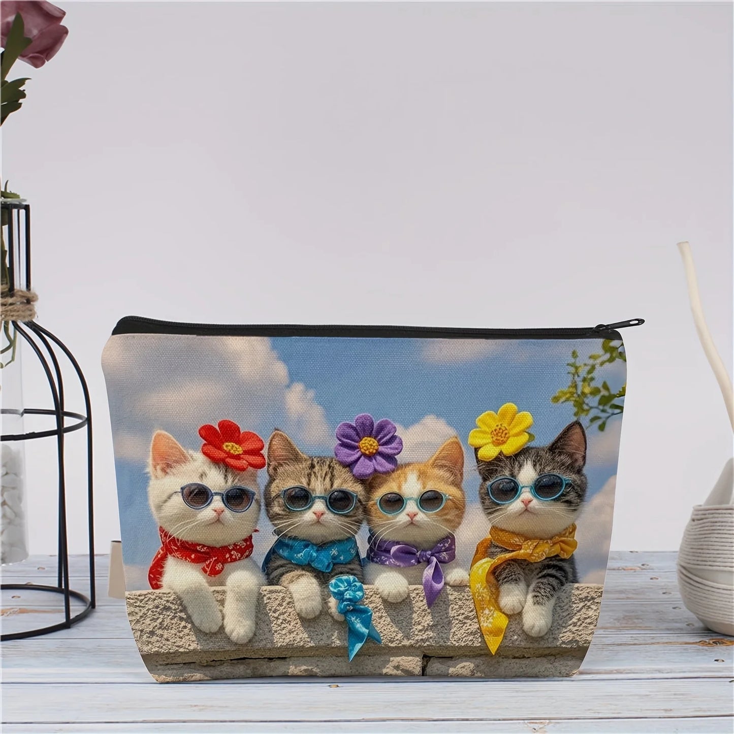 A cat makeup bag - cute multifunctional zipper pouch for women, jewelry storage bag