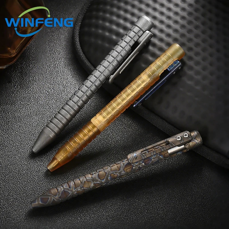 Luxurious Titanium Alloy Tactical Pen PEI Signature Pen Student Office Stationery Emergency Window Breaker Survival Supplies
