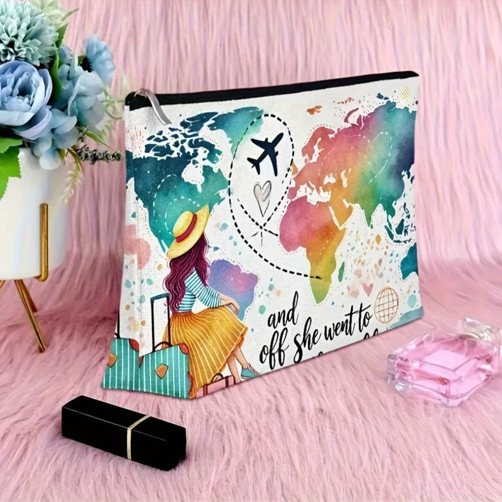 A Bravely pursuing dreams changes the world makeup bag - cute multifunctional zipper pouch for women, jewelry storage bag
