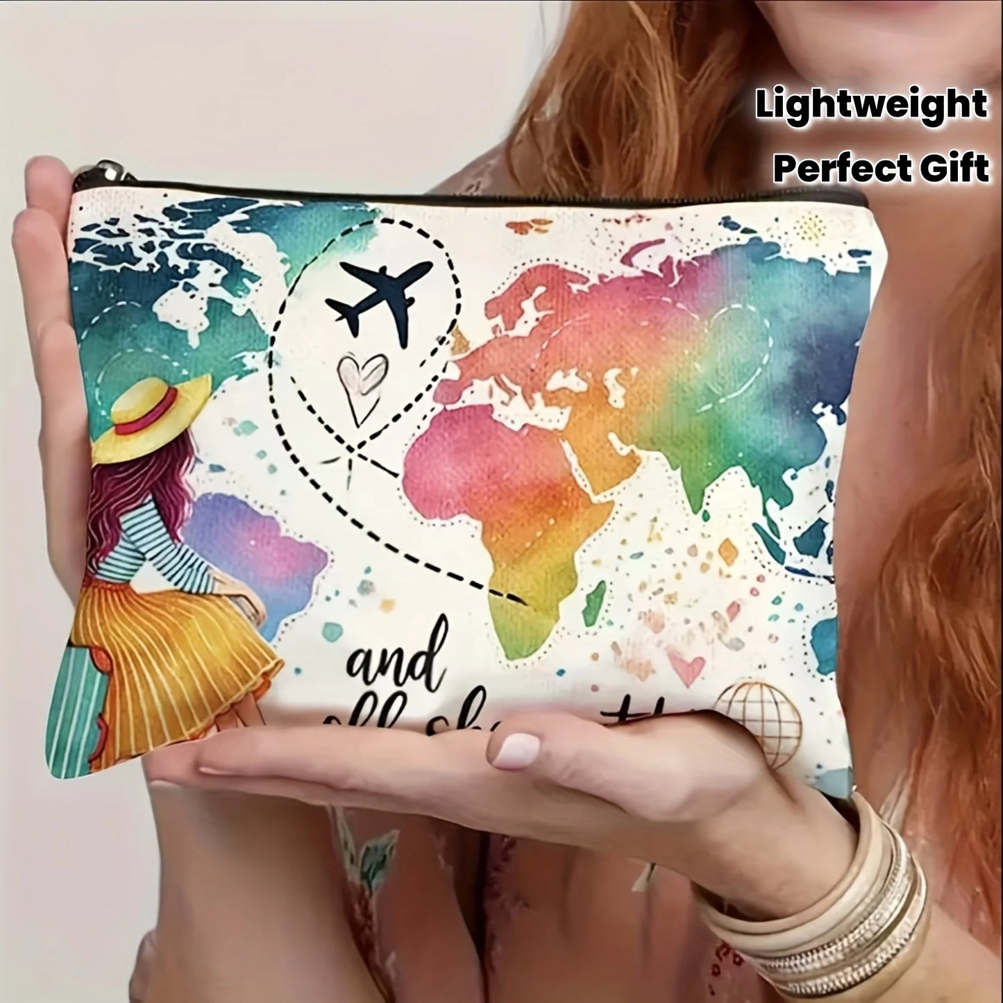 A Bravely pursuing dreams changes the world makeup bag - cute multifunctional zipper pouch for women, jewelry storage bag