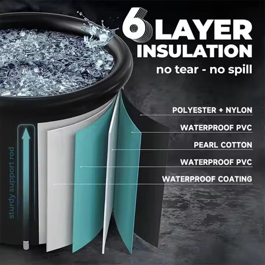 Custom Wholesale Price Portable Sports 75*75cm Black Therapy Ice Bath Cold Plunge Inflatable Ice Tub With Top Insulation Lid