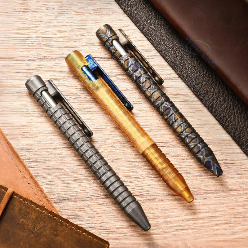 Luxurious Titanium Alloy Tactical Pen PEI Signature Pen Student Office Stationery Emergency Window Breaker Survival Supplies