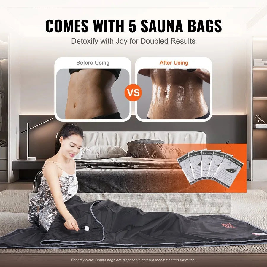 Sauna Blanket for Detoxification Portable Far Infrared Sauna for Home Oxford Sauna Bag w Arm Holes Carbon Fiber Heating 16 Lev