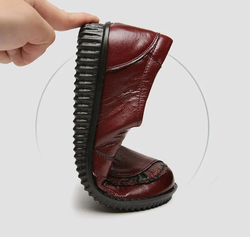 Soft Real Leather Shoes Women's Vintage Loafer Mother Cozy Ballet Flats Slip On Shoes Woman Handmade Moccasins Nurse Work Shoes