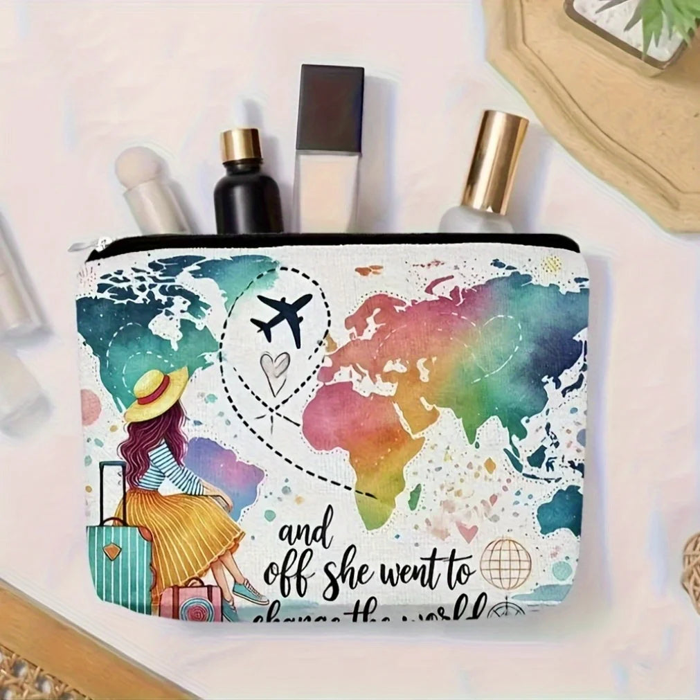 A Bravely pursuing dreams changes the world makeup bag - cute multifunctional zipper pouch for women, jewelry storage bag