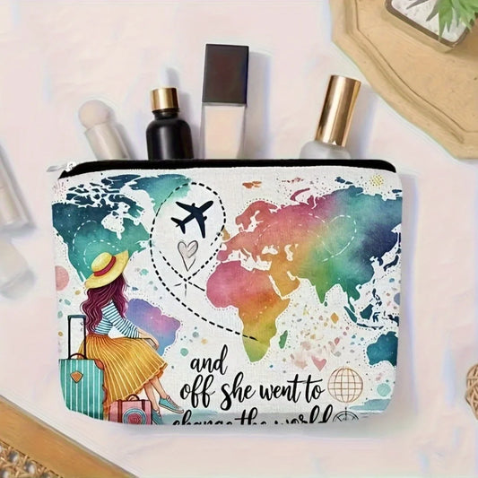 A Bravely pursuing dreams changes the world makeup bag - cute multifunctional zipper pouch for women, jewelry storage bag