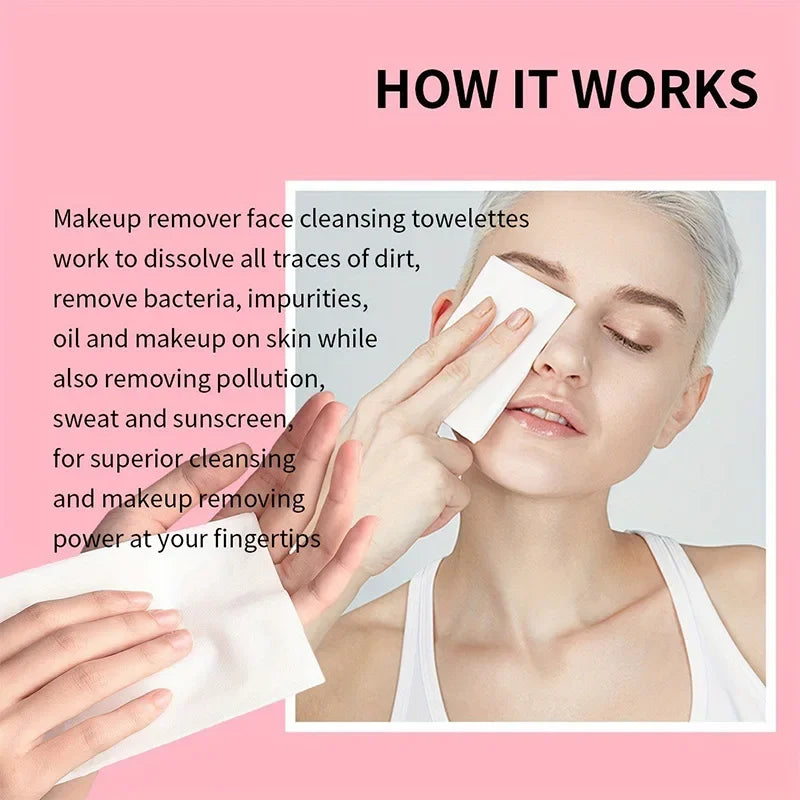 USHAS Makeup Remover Wipes Disposable Deep Cleansing Gentle Non-Irritating  For All Skin Types