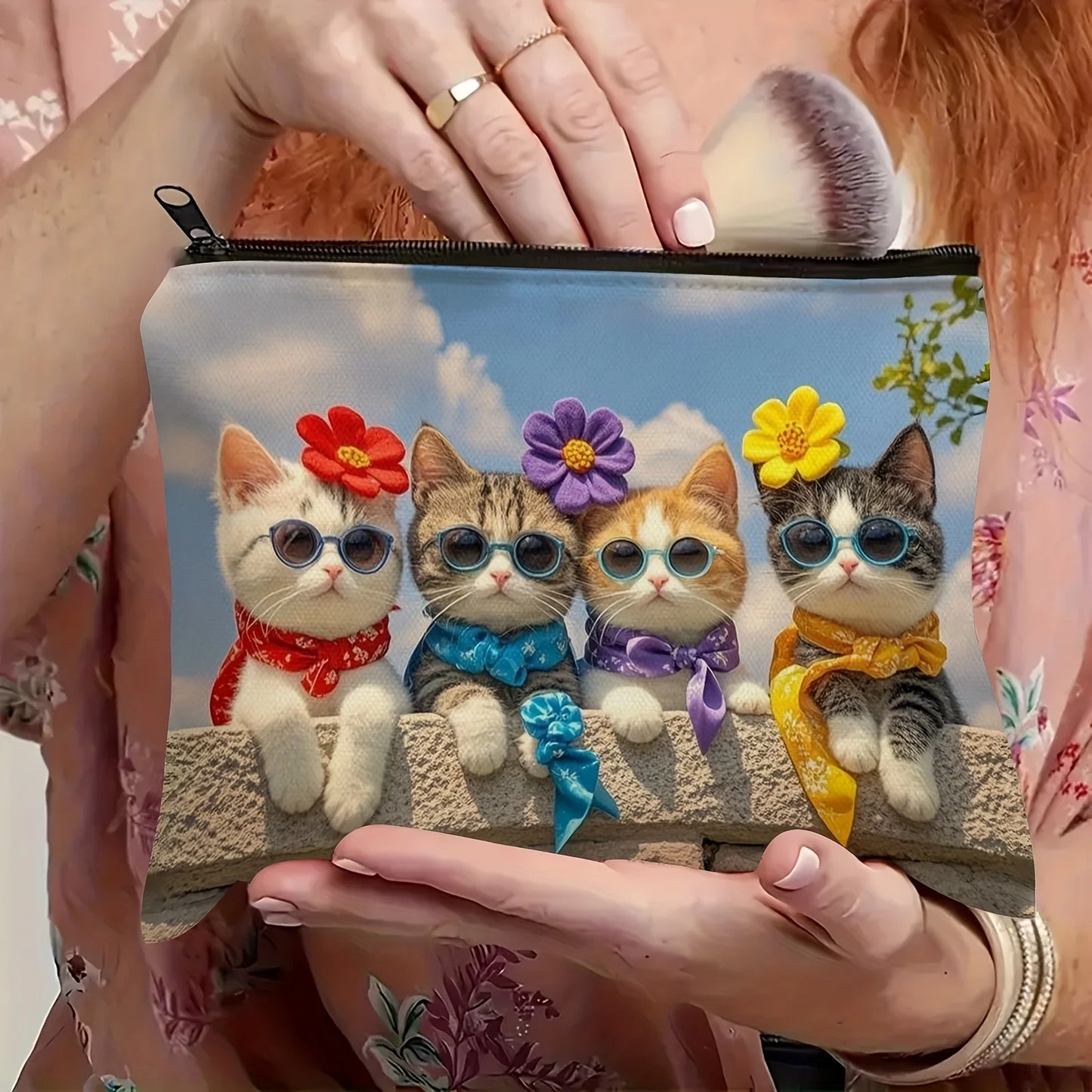 A cat makeup bag - cute multifunctional zipper pouch for women, jewelry storage bag