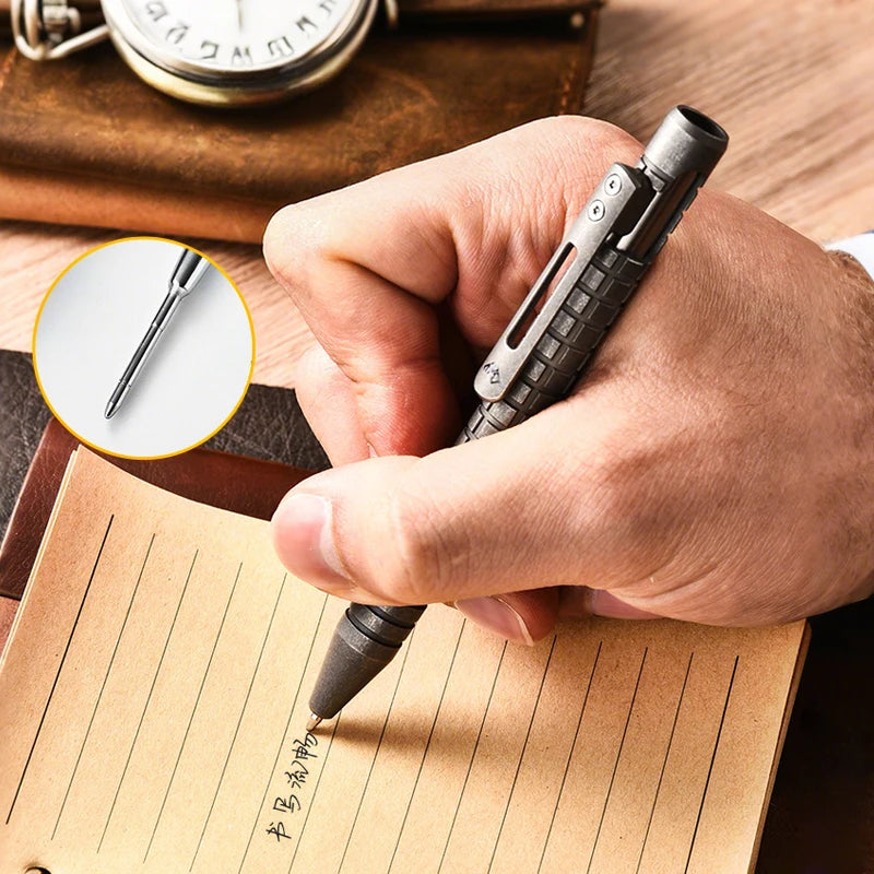 Luxurious Titanium Alloy Tactical Pen PEI Signature Pen Student Office Stationery Emergency Window Breaker Survival Supplies