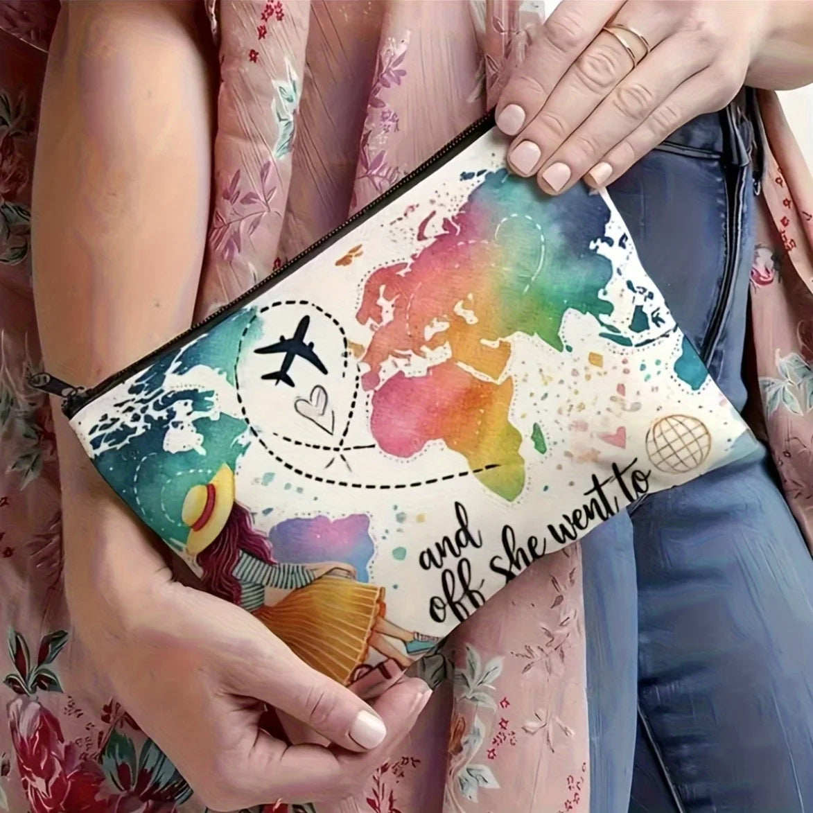 A Bravely pursuing dreams changes the world makeup bag - cute multifunctional zipper pouch for women, jewelry storage bag