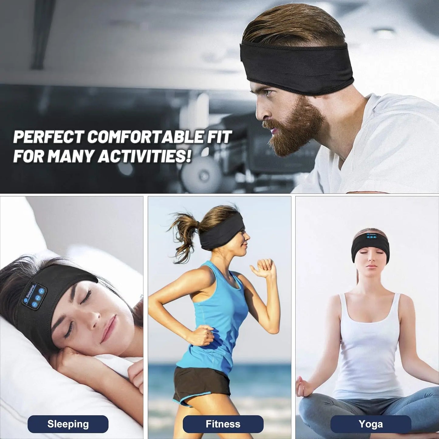 Sleep Headphones Wireless, Bluetooth Sports Headband Headphones with Ultra-Thin HD Stereo Speakers, Perfect for Sleeping,Workout