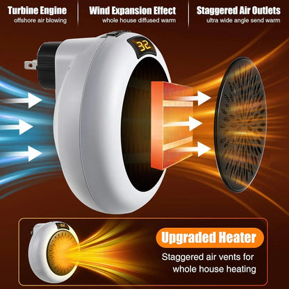Mini Electric Heater Portable Hot Air Fan Household Desktop Heater Wall Mounted Round Home Appliances Safety Winter Heater