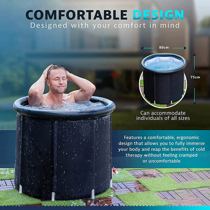 Custom Wholesale Price Portable Sports 75*75cm Black Therapy Ice Bath Cold Plunge Inflatable Ice Tub With Top Insulation Lid