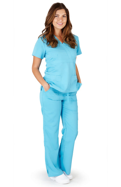 Ultra Soft Medical Nurse Uniform Premium Women's Junior Fit Mock Wrap Scrub Sets