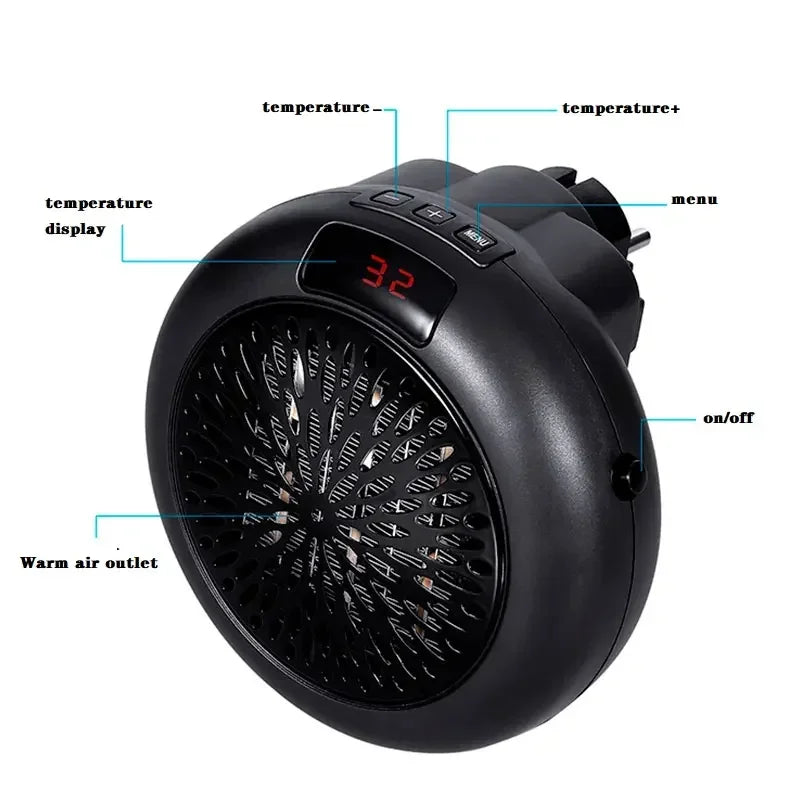 Mini Electric Heater Portable Hot Air Fan Household Desktop Heater Wall Mounted Round Home Appliances Safety Winter Heater
