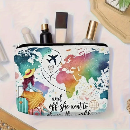 A Bravely pursuing dreams changes the world makeup bag - cute multifunctional zipper pouch for women, jewelry storage bag
