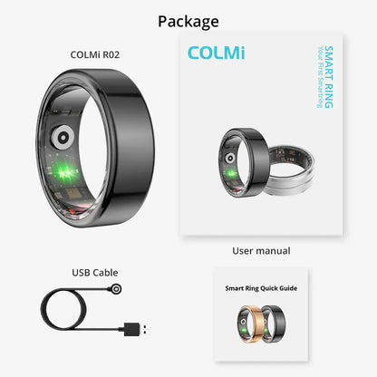 [2024 ] COLMI R02 Smart Ring Military Grade Titanium Steel Shell Health Monitoring IP68 & 5ATM Waterproof Multi-sport Modes