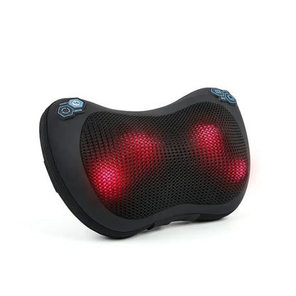 Massage Cushion Heat Relax Neck Massage Back Shiatsu Massager Portable 4 Roller Electric 3D Massager Pillow for Home Office Auto