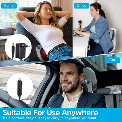 Massage Cushion Heat Relax Neck Massage Back Shiatsu Massager Portable 4 Roller Electric 3D Massager Pillow for Home Office Auto