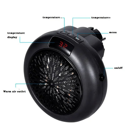 Mini Electric Heater Portable Hot Air Fan Household Desktop Heater Wall Mounted Round Home Appliances Safety Winter Heater