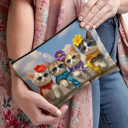 A cat makeup bag - cute multifunctional zipper pouch for women, jewelry storage bag